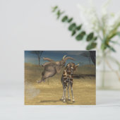Elephant springt über Giraffe Postkarte (Stehend Vorderseite)