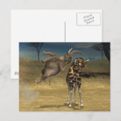 Elephant springt über Giraffe Postkarte (Vorne/Hinten)