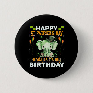 Elephant St Patrick Day Green Men Women Paddys Button
