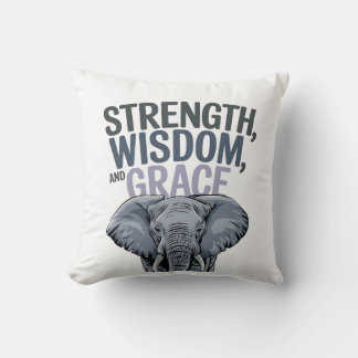 Elephant 'Stärke, Weisheit, Gnade' Art Kissen