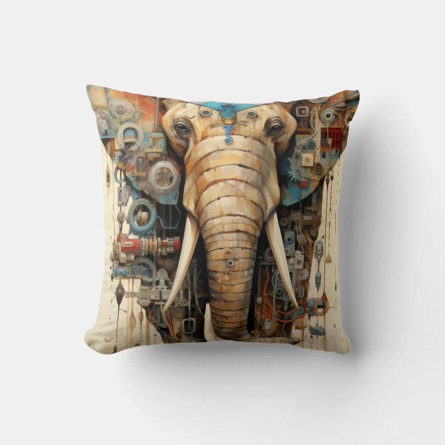 Elephant Steampunk künstlerisch Kissen (Vorderseite)
