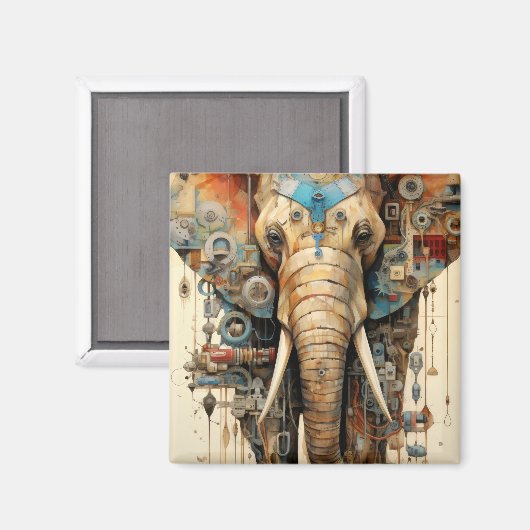 Elephant Steampunk künstlerisch Magnet (Vorderseite/Rückseite)