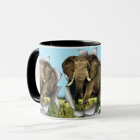 Elephant Stepping Through Paper Tasse (Vorderseite Links)