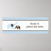 Elephant Stitch Blue Baby Duschbanner Poster (Vorne)