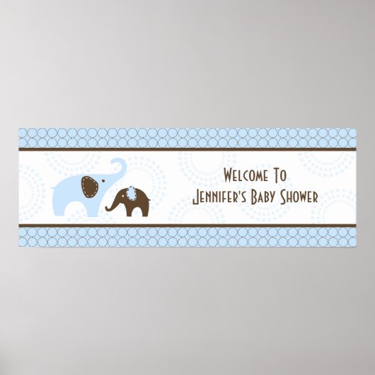 Elephant Stitch Blue Baby Duschbanner Poster (Vorne)
