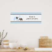 Elephant Stitch Blue Baby Duschbanner Poster (Küche)