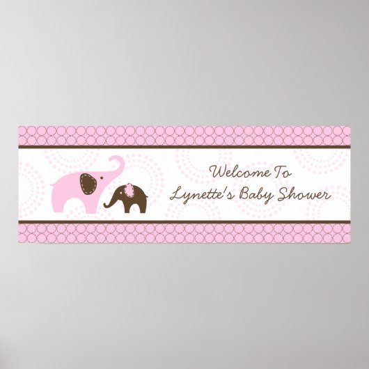 Elephant Stitch Pink Baby Duschbanner Poster (Vorne)