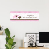 Elephant Stitch Pink Baby Duschbanner Poster (Heimbüro)
