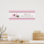 Elephant Stitch Pink Baby Duschbanner Poster (Küche)