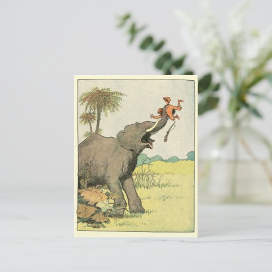 Elephant Story Book Zeichnend Postkarte (Stehend Vorderseite)