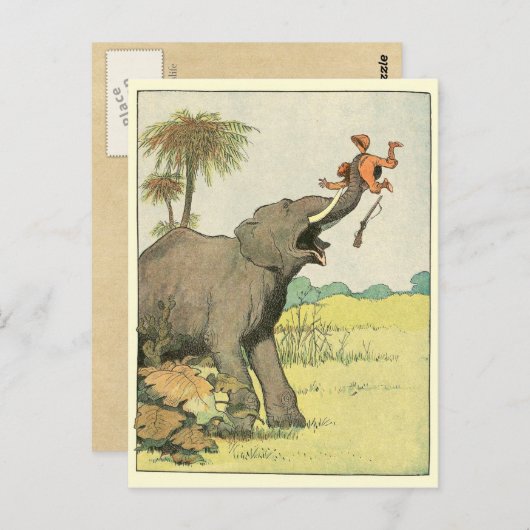 Elephant Story Book Zeichnend Postkarte (Vorne/Hinten)