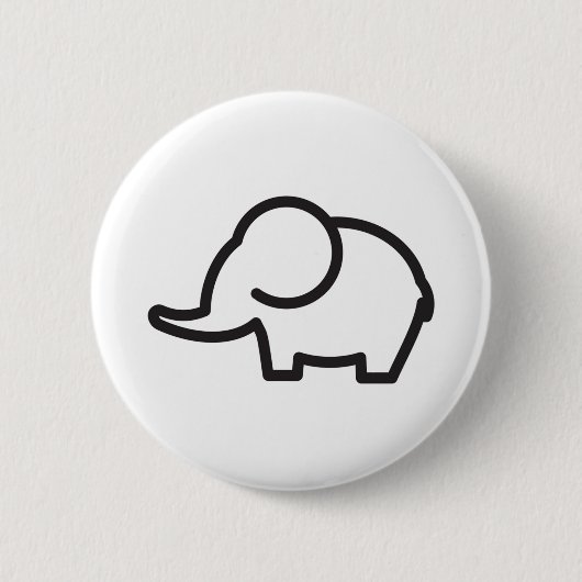 Elephant Stylistic Line Art Button (Vorderseite)