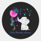 Elephant Suicide Prevention Awareness Ribbon Gif Runder Aufkleber (Vorderseite)