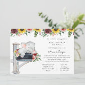Elephant Sunflower and Rose Kinderdusche per Mail Einladung (Stehend Vorderseite)