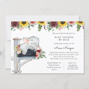 Elephant Sunflower and Rose Kinderdusche per Mail Einladung