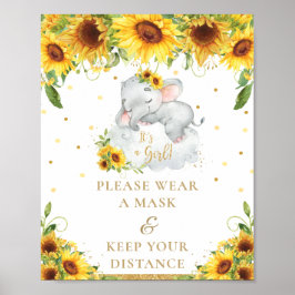 Elephant Sunflower Baby Dusche Maske Distanz Poster
