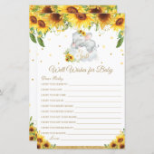 Elephant Sunflower Baby Well will Baby Card (Vorne/Hinten)