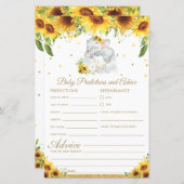 Elephant Sunflower Babyratenkarte (Vorne/Hinten)