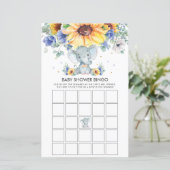 Elephant Sunflower Blue Baby Dusche Bingo Spiel (Stehend Vorderseite)