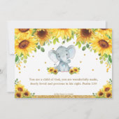 Elephant Sunflower Christening Taufe Boy Foto Einladung (Rückseite)
