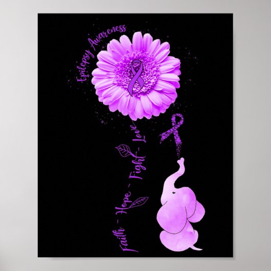 Elephant Sunflower Faith Hope Kämpfen Liebe Epilep Poster (Vorne)