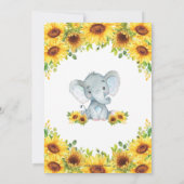Elephant Sunflower Floral Baby Shower Boy Einladung (Rückseite)