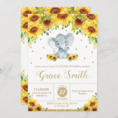 Elephant Sunflower Floral Co-Ed Baby Shower Boy Einladung (Vorne/Hinten)