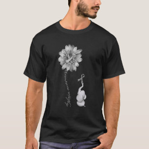 Elephant Sunflower Gray Ribbon Dyslexie Bewusstsei T-Shirt