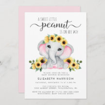 Elephant Sunflowers Pink Watercolor Babydusche