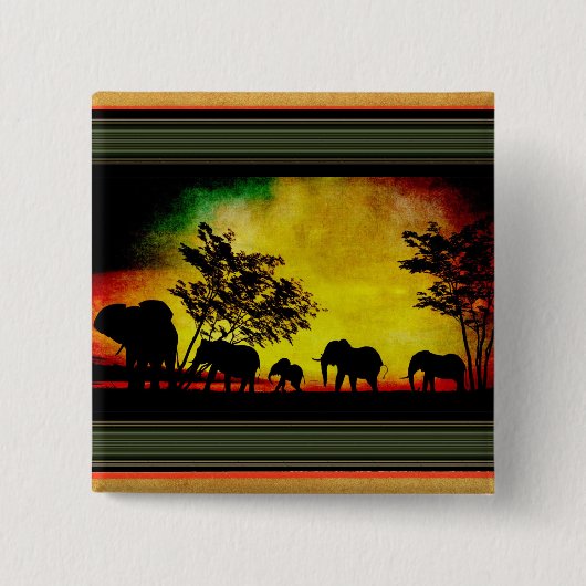 Elephant Sunset Button (Vorderseite)