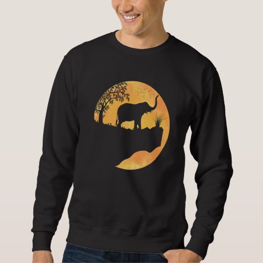 Elephant Sunset For Men Women Cute Elephant Sweatshirt (Vorderseite)