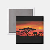 Elephant Sunset Magnet (Vorderseite/Rückseite)