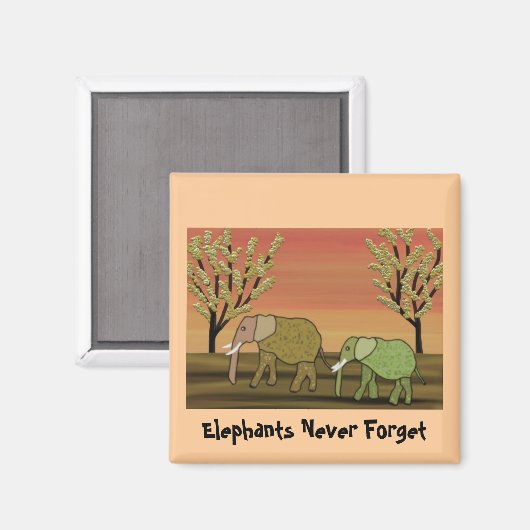 Elephant Sunset Magnet (Vorderseite/Rückseite)