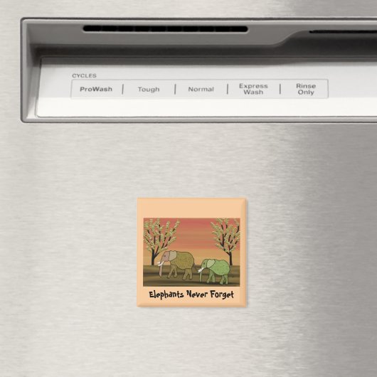 Elephant Sunset Magnet (In Situ (Geschirrspüler))