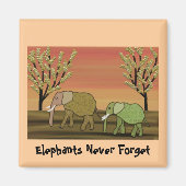 Elephant Sunset Magnet (Vorne)