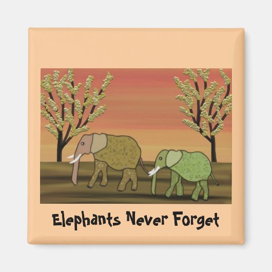 Elephant Sunset Magnet (Vorne)