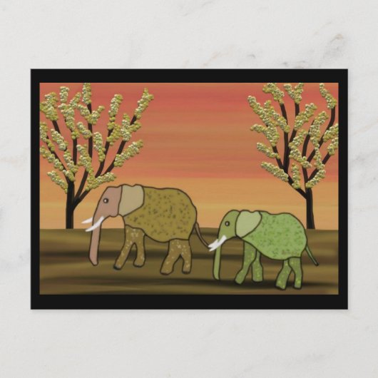 Elephant Sunset Postkarte (Vorderseite)