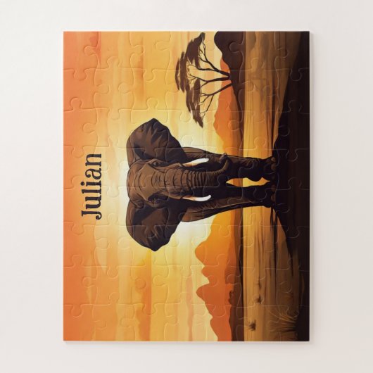 Elephant Sunset Puzzle (Vertikal)