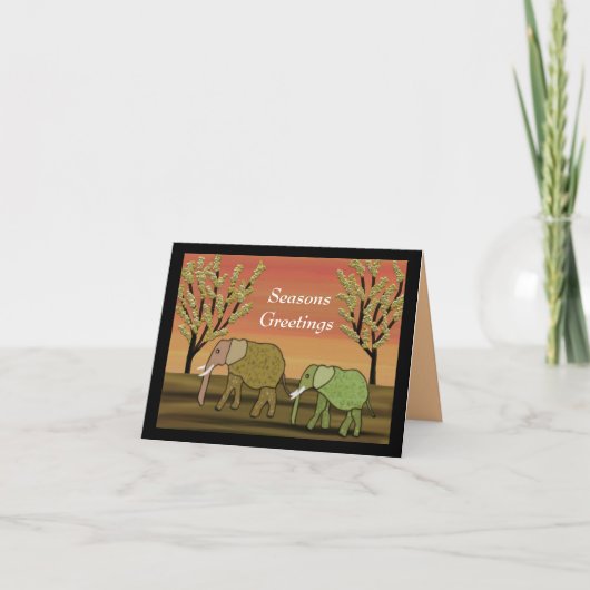 Elephant Sunset Seasons Card Feiertagskarte (Vorderseite)