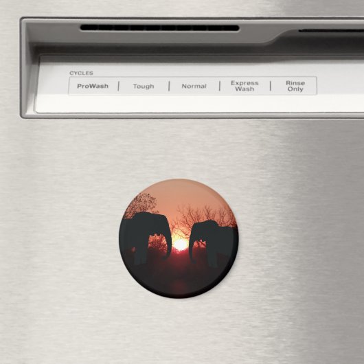 Elephant Sunset Silhouette Magnet (In Situ (Geschirrspüler))