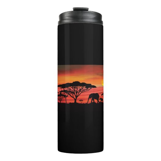 Elephant Sunset Thermosbecher (Vorderseite)