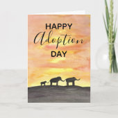 Elephant Sunset Watercolor Card "Forever Family" Karte (Vorderseite)