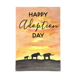 Elephant Sunset Watercolor Card "Forever Family" Karte
