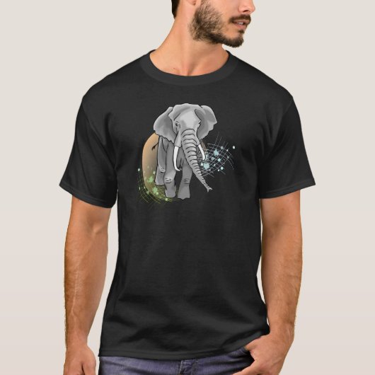 Éléphant Sur Coucher de Soleil stylisé T-Shirt (Vorderseite)