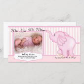 Elephant Sweet Baby Girl Birth Ankündigung (Vorne/Hinten)