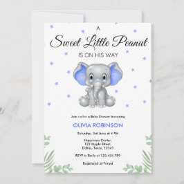 Elephant Sweet Little Peanut Boy Baby Dusche Einladung