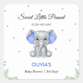 Elephant Sweet Little Peanut Boy Baby Dusche Quadratischer Aufkleber