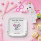 Elephant Sweet Little Peanut Girl Babydusche Pappteller (Party)
