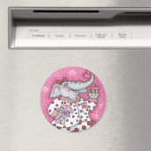 Elephant Sweetheart VALENTINE MAGNET Round (In Situ (Geschirrspüler))