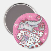 Elephant Sweetheart VALENTINE MAGNET Round (Vorderseite/Rückseite)